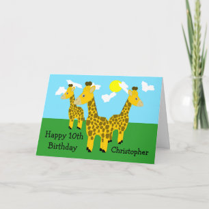 Giraffes Design Personalised 10th Birthday Card