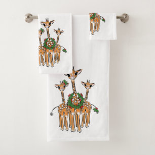 Giraffes Festive avec couronne Holly