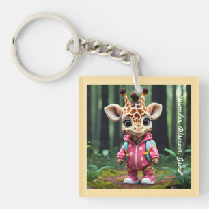 "Giraffe's First Escapade" Keychain
