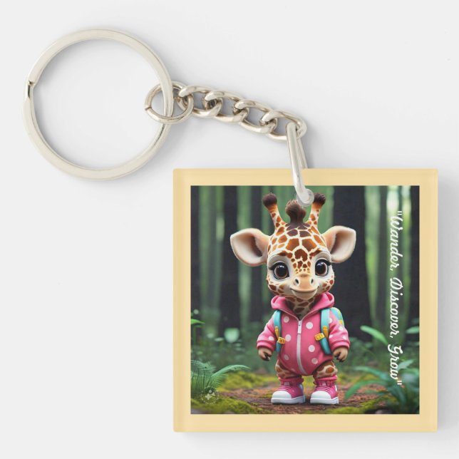 "Giraffe's First Escapade" Keychain (Front)