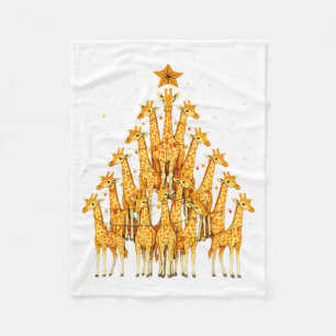 Giraffes Forming Christmas Tree Lights Star Safari Fleece Blanket