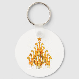 Giraffes Forming Christmas Tree Lights Star Safari Keychain