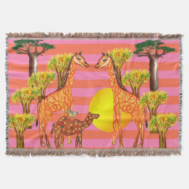 Giraffe's friends Throw Blanket (Front)
