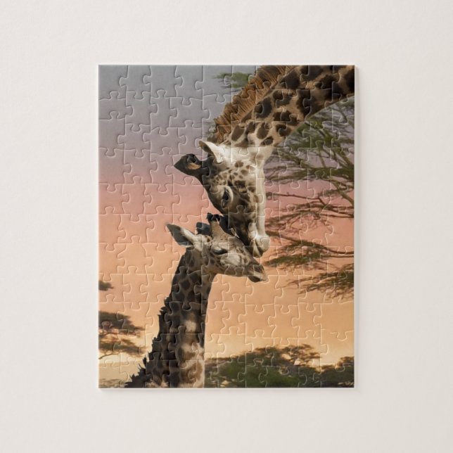 Giraffes Greeting Each Other Jigsaw Puzzle (Vertical)