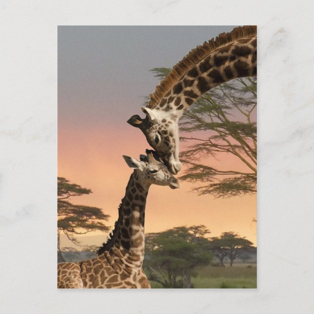Giraffes Greeting Each Other Postcard (Front)