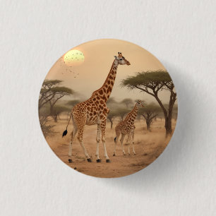 Giraffes in Africa 1 Inch Round Button