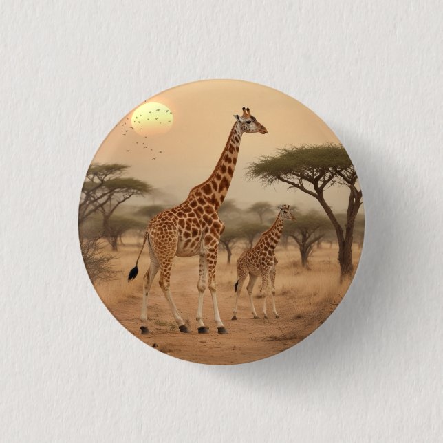 Giraffes in Africa 1 Inch Round Button (Front)