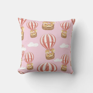 Giraffes in Hot Air Balloons Throw Pillow