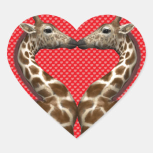 Giraffes In Love Heart Sticker