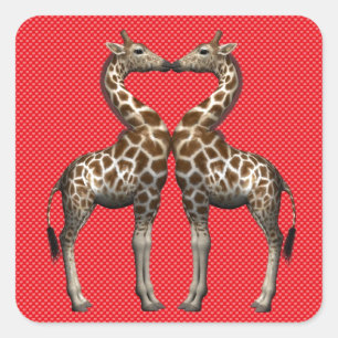 Giraffes In Love Square Sticker