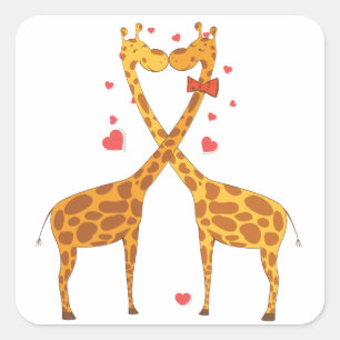Giraffes in Love Square Sticker