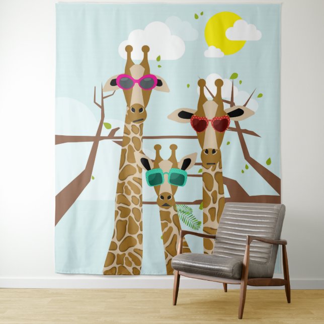 Giraffes in sunglasses tapestry (In Situ)