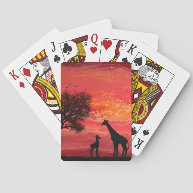 giraffes in sunset playing cards (Back)