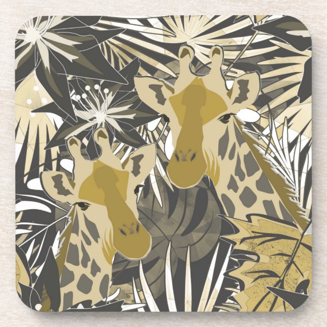 Giraffes in the night forest. coaster (Front)