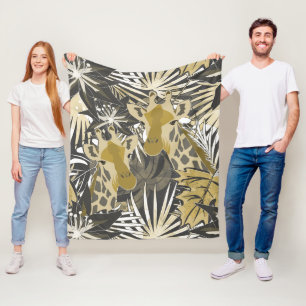 Giraffes in the night forest. fleece blanket