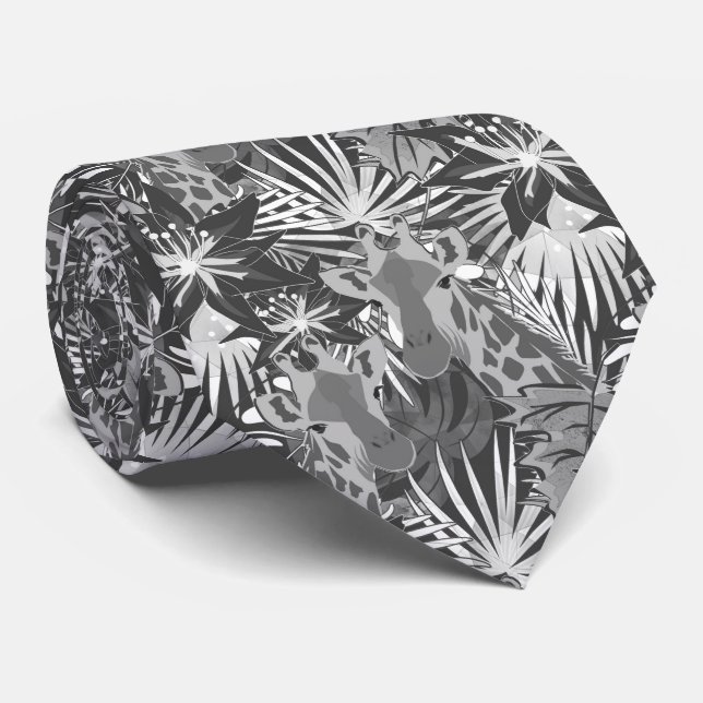 Giraffes in the night forest. neck tie (Rolled)