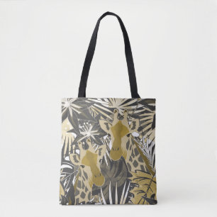 Giraffes in the night forest. tote bag