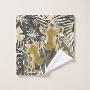 Giraffes in the night forest. wash cloth