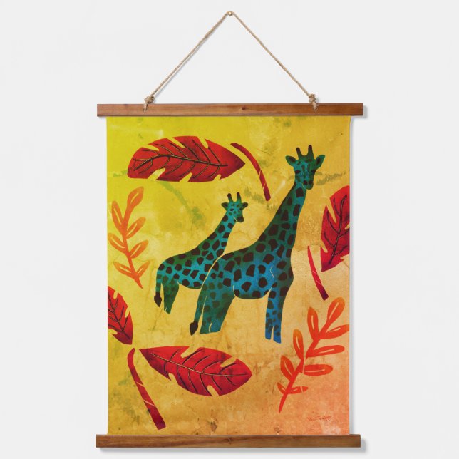 Giraffes Journeying Artwork  Hanging Tapestry (Front)