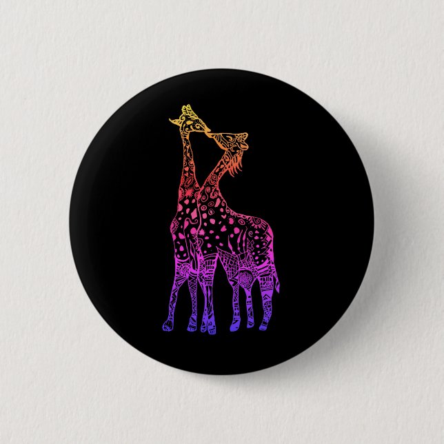 Giraffes Kiss art coloré Round Badge (Devant)