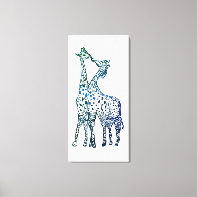 Giraffes Kiss Drawing Single Print (Front)