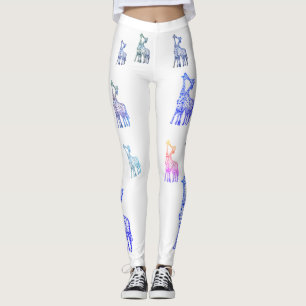Giraffes Kiss, Funny Colourful Custom Leggings