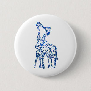 Giraffes Kiss Round Badge 2 Inch Round Button