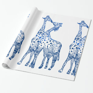 Giraffes Kiss Wrapping Paper
