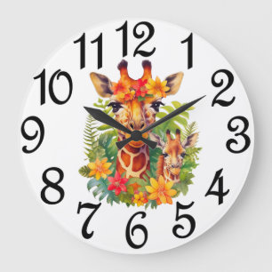 Giraffes large clock