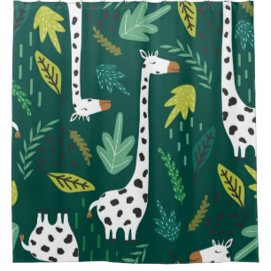 Giraffes, leaves, hand drawn backdrop. Colourful s