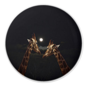 Giraffes Love In The Moonlight, Ceramic Knob