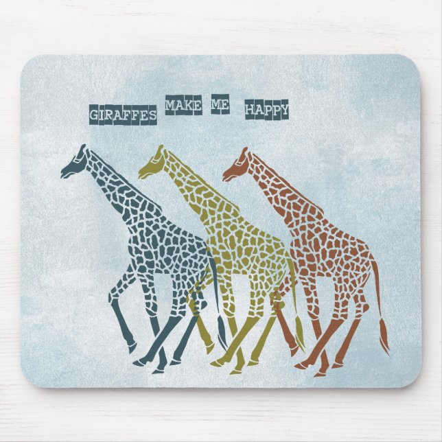 Giraffes Make Me Happy Mouse Pad (Front)