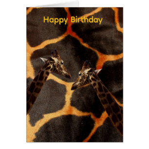 Giraffes On Exotic Giraffe Background, Bday Card