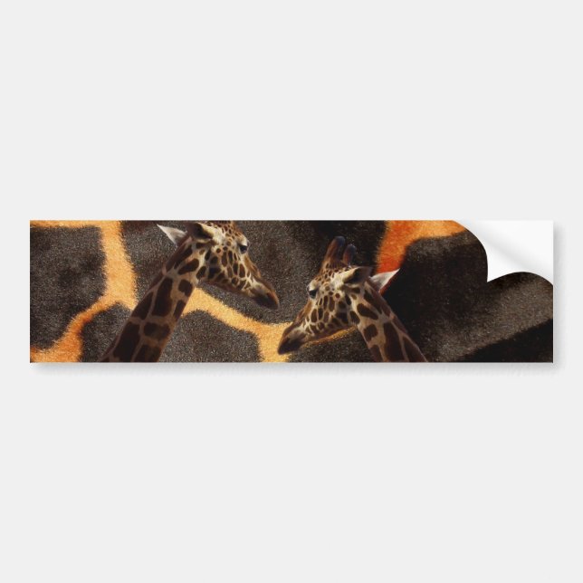 Giraffes On Exotic Giraffe Background, Bumper Sticker (Front)