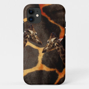 Giraffes On Exotic Giraffe Background, iPhone 11 Case