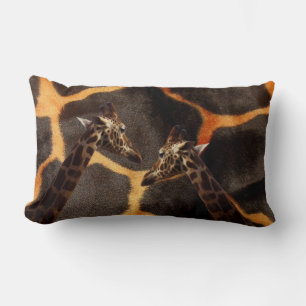 Giraffes On Exotic Giraffe Background, Lumbar Pillow