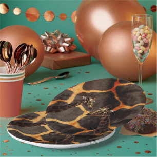 Giraffes On Exotic Giraffe Background, Paper Plate