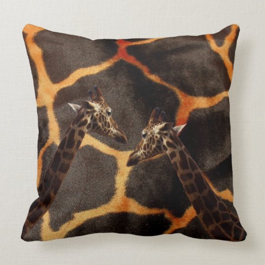 Giraffes On Giraffe Pattern, Large Throw Cushion. Throw Pillow