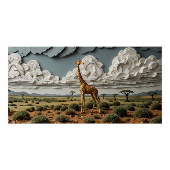 Giraffes on Savanna Poster (Front)