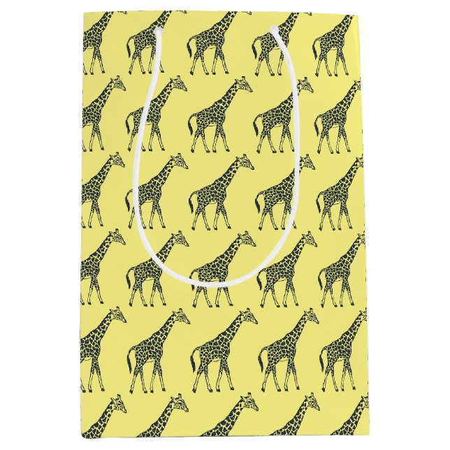 Giraffes on Yellow Medium Gift Bag (Front)
