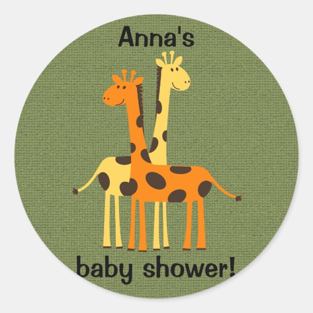Giraffes orange et jaune sur Sticker vert (Devant)
