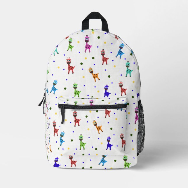 Giraffes pattern printed backpack (Front)