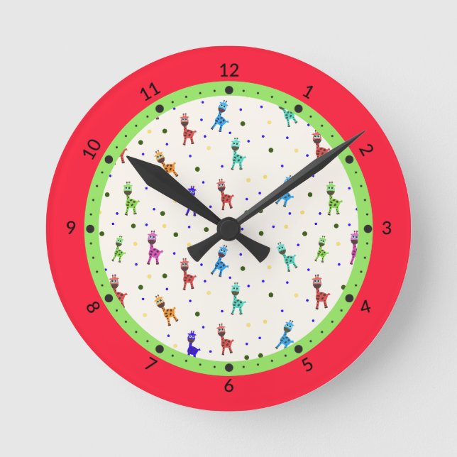 Giraffes pattern  round clock (Front)