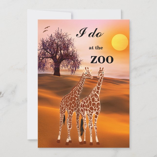 Giraffes Safari Zoo Wedding Invitation (Front)