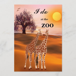 Giraffes Safari Zoo Wedding Invitation