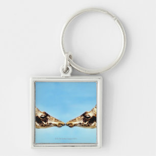 Giraffes touching noses keychain