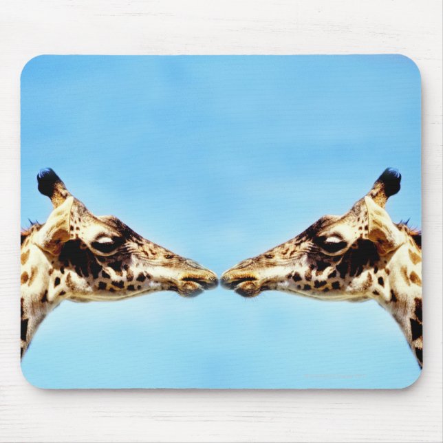 Giraffes touching noses mouse pad (Front)