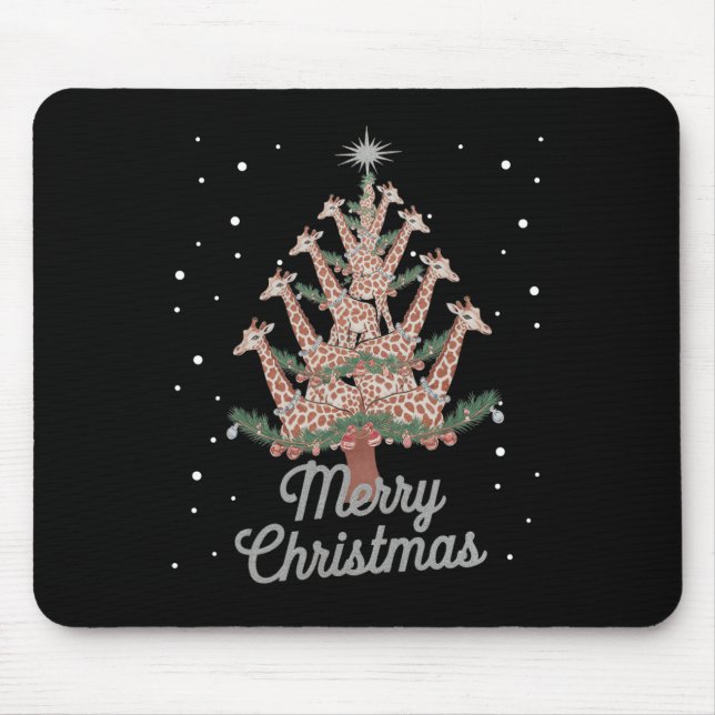 Giraffes Xmas Tree Giraffe Christmas Tree Merry Ch Mouse Pad (Front)