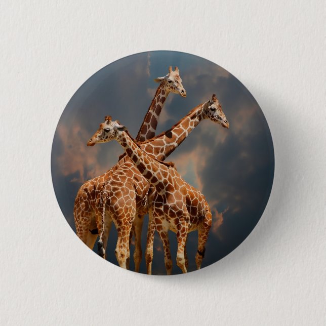 GIRAFFIC FANTASY 2 INCH ROUND BUTTON (Front)