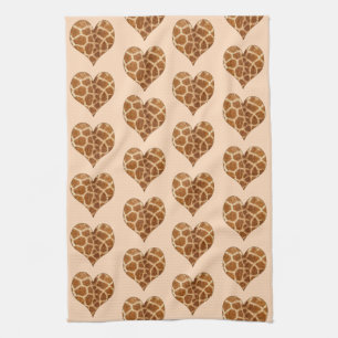 Giraffic Hearts Tiled Pattern Kitchen Towel